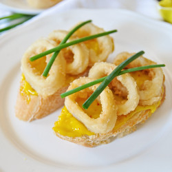 Open-Faced Fried Calamari Sandwiches With Saffron Aioli