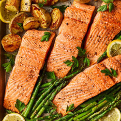 Garlic Butter-roasted Salmon With Potatoes &amp; Asparagus