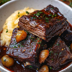 Short Ribs Slow-Cooked in Cola with Creamy Parmesan Risotto