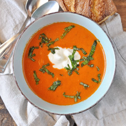 Chilled Roasted Red Bell Pepper Soup