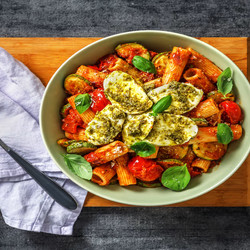 Caprese Pasta With Fresh Mozzarella And Roasted Mediterranean Veggies