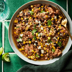 Slow-cooker Chicken &amp; Brown Rice With Roasted Corn &amp; Black Beans