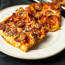 Sicilian Pizza With Pepperoni And Spicy Tomato Sauce Recipe