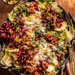 Shredded Brussels Sprout Candied Bacon Salad