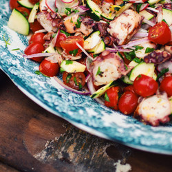Grilled Octopus Salad With Garden Vegetables