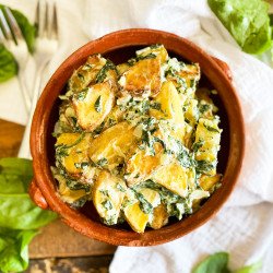 CREAMY Roasted Potatoes With Spinach &amp; Garlic