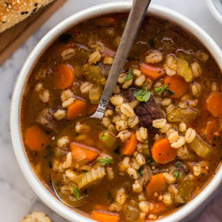 Slow Cooker Beef Barley Soup Recipe + Video