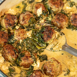 Chicken Meatballs In A Spinach &amp; Feta Cream Sauce