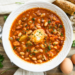 Spanish Bean Stew With Eggs | Potaje De Alubias Con Huevos