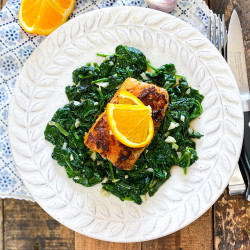 Orange Cod With Sautéed Spinach