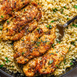 Garlic Butter Chicken With Parmesan Cauliflower Rice