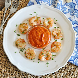 Seared Spanish Shrimp With Romesco Sauce