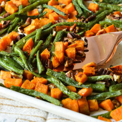 Roasted Sweet Potatoes &amp; Green Beans