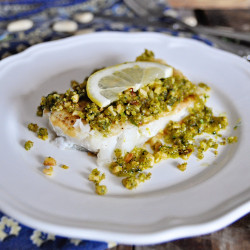 Pan Grilled Spanish Cod With Almond Picada Sauce