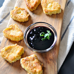 Fried Cheese With Blueberry Jam