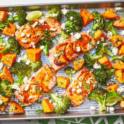 Sheet-pan Salmon With Sweet Potatoes &amp; Broccoli