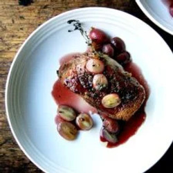 Pan-Seared Duck Breast With Roasted Grapes &amp; Gastrique