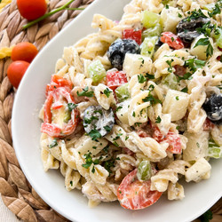 The HEALTHIEST Creamy Pasta Salad