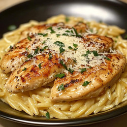 One-Skillet Parmesan Chicken Orzo