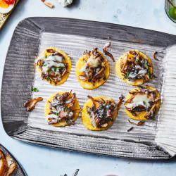 Polenta Bites With Wild Mushrooms &amp; Fontina | Epicurious