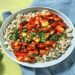 Mediterranean-inspired Chicken And Roasted Veggies With Ricotta Orzo