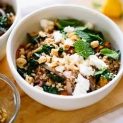 Mediterranean Roasted Sweet Potato &amp; Farro Salad