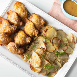 Sheet-pan Chicken Thighs With Potatoes, Fennel, And Mustard-beer Sauce Recipe