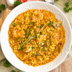 Spanish Creamy Rice With Shrimp &amp; Artichokes