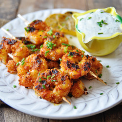 Spanish-Spiced Shrimp Kabobs With Lemon Yogurt Aioli