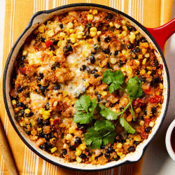 Cheesy Black Bean &amp; Quinoa Skillet Casserole