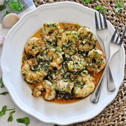 Spanish SAUTÉED SHRIMP With GREEN GARLIC SAUCE