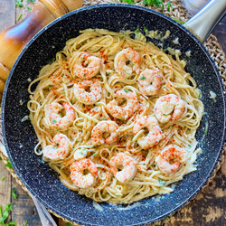 The Healthiest Creamy Shrimp Linguine | Easy 30 Minute One-Pan Recipe