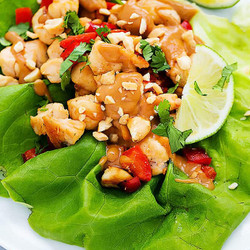 Easy Thai Peanut Chicken Lettuce Wraps