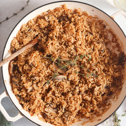 Earthy One-pan French Onion Rice Recipe