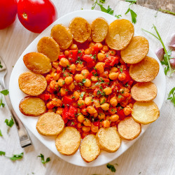 Spanish Garbanzo Beans With Fried Potatoes