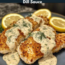 Panko-Crusted Fish with Lemon Dill Sauce