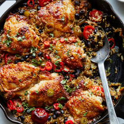Skillet Chicken With Black Beans, Rice And Chiles