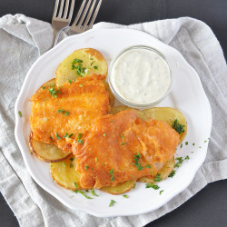 Mediterranean Fish &amp; Chips With Homemade Tartar Sauce