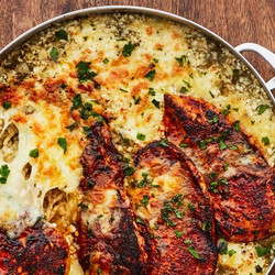 Cheesy Salsa Chicken And Cauliflower Rice Skillet