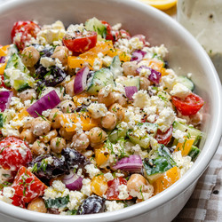 Greek Chickpea Salad + Tzatziki Dressing