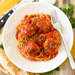 Spanish-Style Spaghetti With Tuna Meatballs