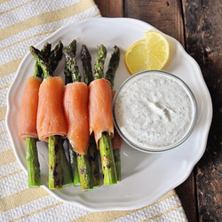 Grilled Asparagus Wrapped In Smoked Salmon &amp; Dip Recipe