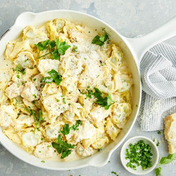 One-pot chicken alfredo tortellini