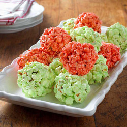 Festive Jell-o Popcorn Balls