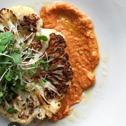 Roasted Cauliflower Steaks on Romesco Sauce