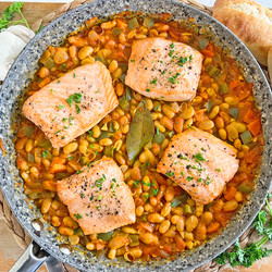 One-Pan Spanish Salmon &amp; Beans