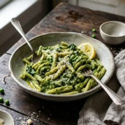 Pea And Spinach Pesto Pasta
