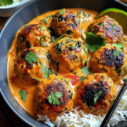 Thai Spiced Chicken Meatballs in Coconut Curry