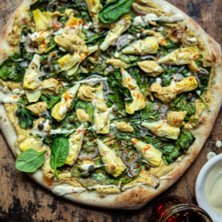 Vegan Spinach Artichoke Pizza