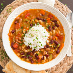 3 Bean Stew With Rice &amp; Vegetables